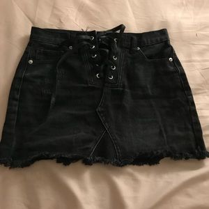 Black denim skirt